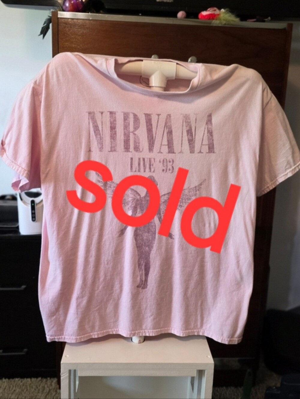 NIRVANA Pink Women's Short Sleeve Tee with Angel Graphic